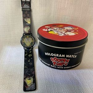 Vintage Looney Tunes Tasmanian Devil 3D Holographic Watch with Original Tin